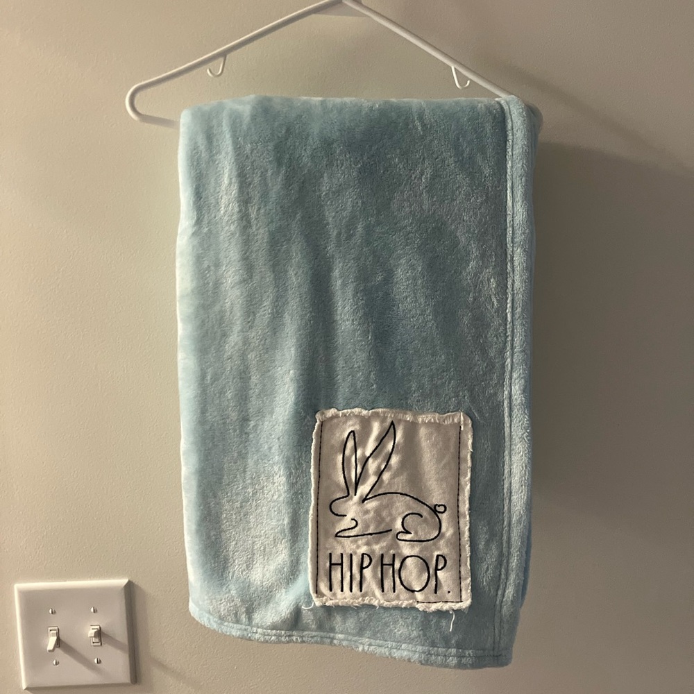 Rae Dunn Blue Easter Hip Hop Blanket Throw - 5' × 4'
